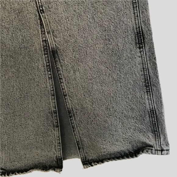 Zara Black Gray Acid Wash Knee Length Denim Straight Pencil Jean Midi Skirt - S - Picture 2 of 8